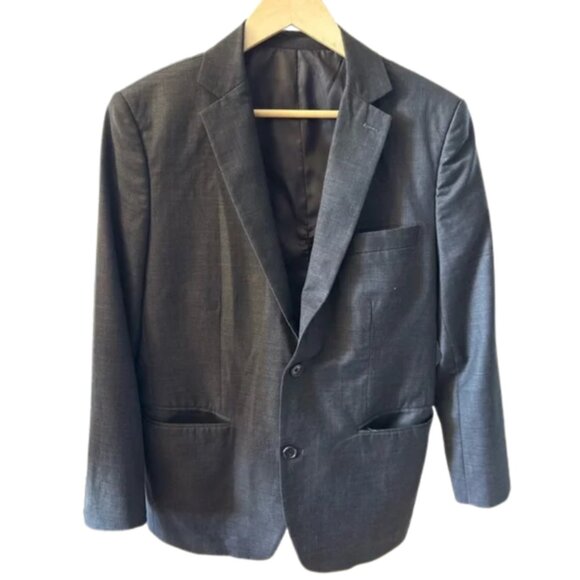 No Tag Jackets & Blazers - Classic Women's Charcoal Gray Blazer Two-Button Structured Suit Jacket M L